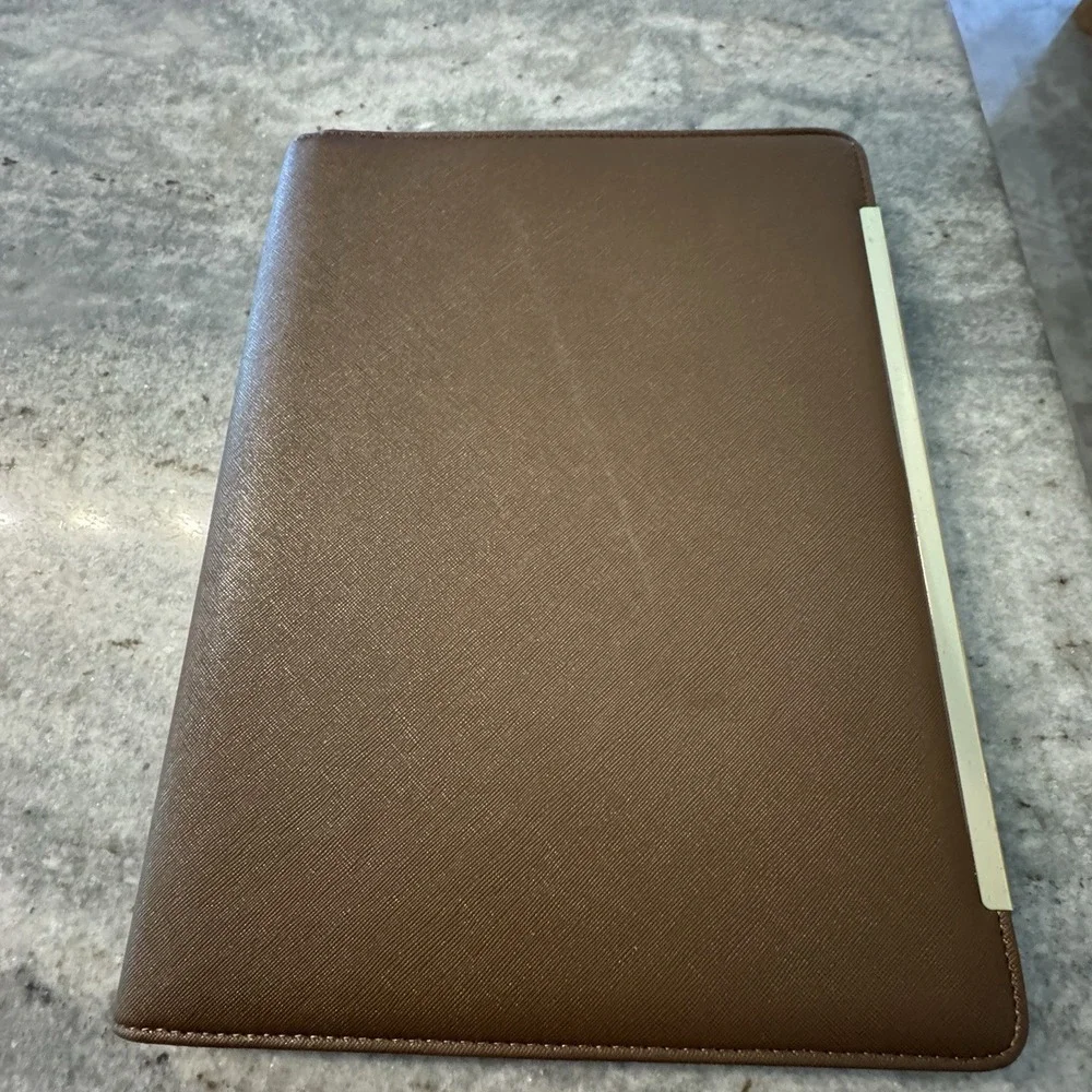 Blu Monaco Brown Vegan‎ Leather Portfolio Binder Full Zip Organizer Work Case